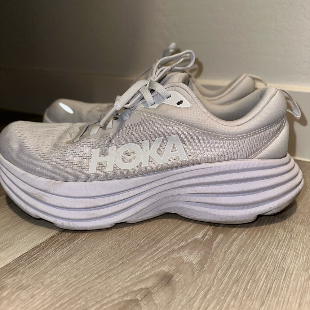 Hoka Bondi 8 Women's White Athletic Running Shoes